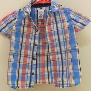 Tommy Bahama, Size 2T, short sleeve button down plaid top, 100% cotton